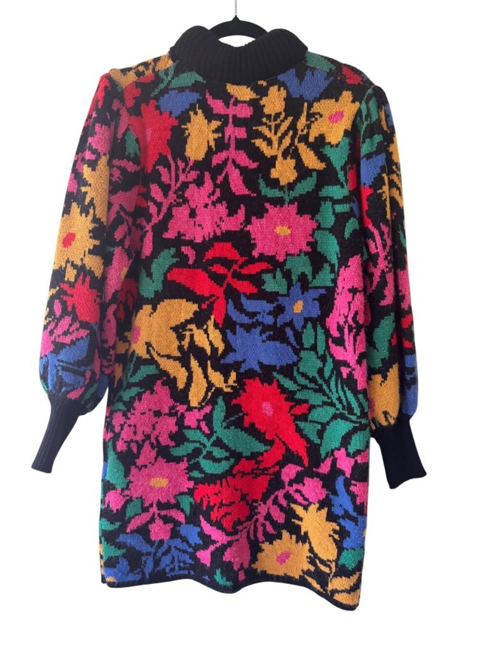 Farm Rio Multicolored Tropical Garden Mock Neck Sweater Dress Size M - Picture 4 of 10